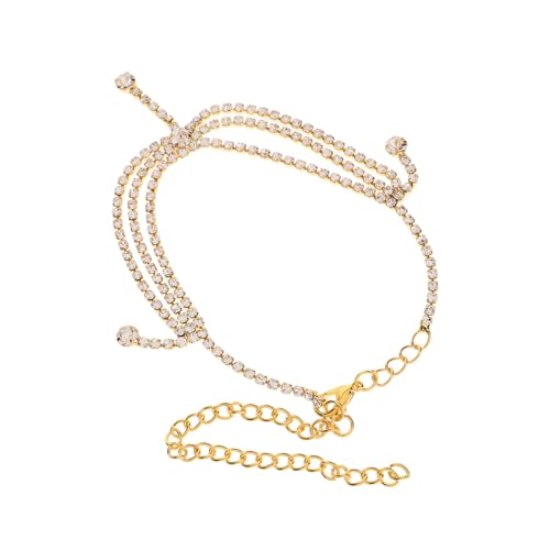 KOMBIUDA Metall Fußkettchen Damen Verstellbar Modisch Schichtbar Strand Schmuck Party Elegantes Fußkettchen für Mädchen Frauen Sommerliche Fußkette mit Funkelnden Strasssteinen von KOMBIUDA