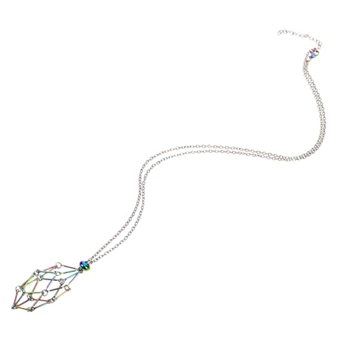 KOMBIUDA Metall Kristallanhänger Käfig Verstellbar Schmuckhalter für DIY Halsketten Frauen Edelstein Anhänger Netzförmiger Halter für Schmuckherstellung und Dekoration von KOMBIUDA