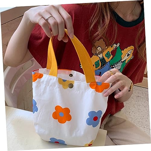 KOMBIUDA Mini Canvas Handtasche Damen Kleine Stofftasche mit Floralem Muster Einfache Umhängetasche mit Innenfächern Leichte und Vielseitige Tasche für Alltag und Freizeit von KOMBIUDA