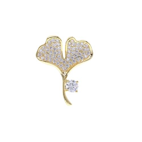 KOMBIUDA Mini Ginkgo Brosche Damen Anstecknadel Leicht Glänzend Kupfer Schutz Knopf Creeping Kleidung Schmuck Accessoire Für Festliche Anlässe von KOMBIUDA