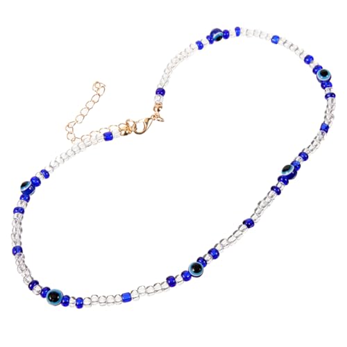 KOMBIUDA Modebewusste Mädchen Perlenkette mit Blauem Auge Sommerliche Leichte Kette Einfache Mehrfarbige Halskette für Strand und Alltag Langlebiges Schmuckaccessoire für Damen von KOMBIUDA