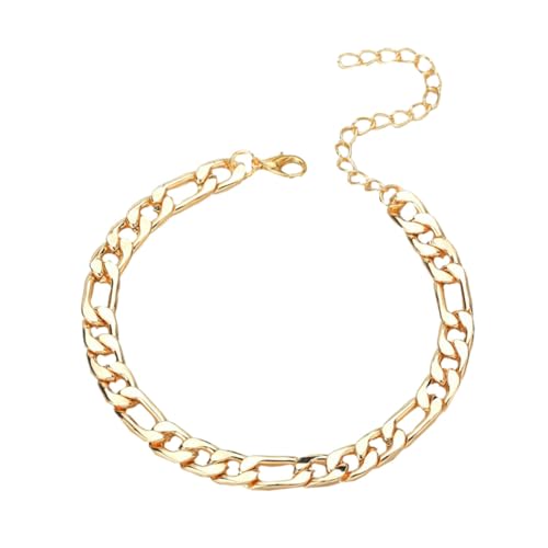 KOMBIUDA Modische Goldfarbene Fußkette Damen Punk Stil Metall Geometrisches Design Leichte Hautfreundliche Fußkettchen Schmuck für Strand Alltag und Party von KOMBIUDA