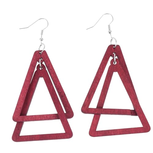 KOMBIUDA Modische Holzohrringe Damen Dreieck Baumelnd Bunte Geometrische Ohrhänger Stilvoll Persönlichkeits Schmuck Geschenk für Frauen von KOMBIUDA