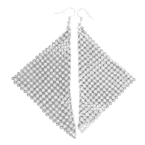 KOMBIUDA Modische Lange Ohrstecker mit Funkelnden Strasssteinen Silberfarben Leicht und Elegant Geeignet für Damen bei Hochzeit Geburtstag und Besonderen Anlässen von KOMBIUDA