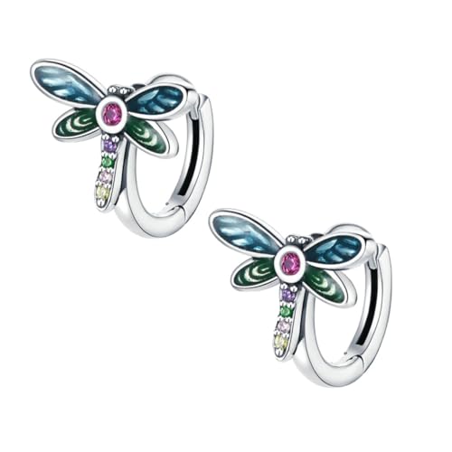 KOMBIUDA Modische Libellen Ohrringe aus Sterlingsilber mit Farbigen Zirkonia Leichte Ohrstecker für Mädchen und Frauen Eleganter Schmuck für Alltag und Geschenk von KOMBIUDA