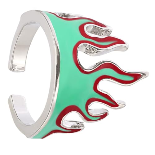KOMBIUDA Modischer Offener Flammenring aus Metall für Damen und Herren Verstellbarer Fingerring mit Kreativem Hip Leichter Kompakter Schmuck für Trendbewusste Frauen und Männer von KOMBIUDA