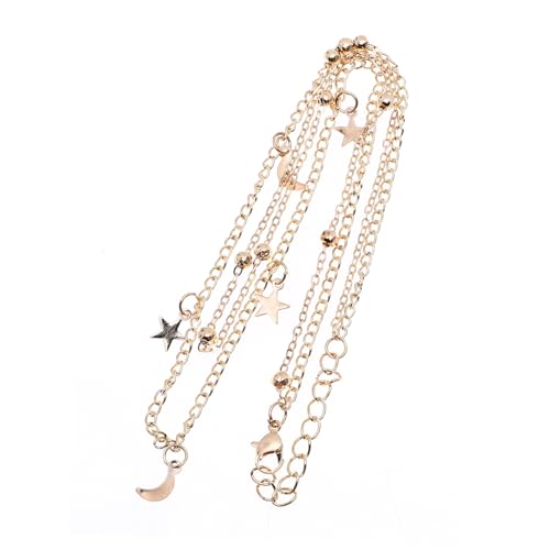 KOMBIUDA Mond und Stern Charm Halskette Doppeltschichtige Kurze Kette für Besondere Anlässe Eleganter Schmuck Allergiefreiem Material für Valentinstag Weihnachten oder Neujahr als für Ihre von KOMBIUDA