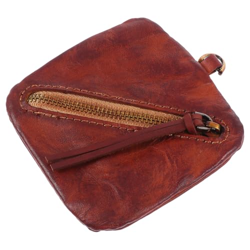 KOMBIUDA Münzgeldbörse Damen und Herren Handgefertigt Robustes Echtes Material Kompakt und Langlebig Leichter Kleiner Geldbeutel für Karten Münzen und Bargeld Elegantes Design in Hellbraun von KOMBIUDA