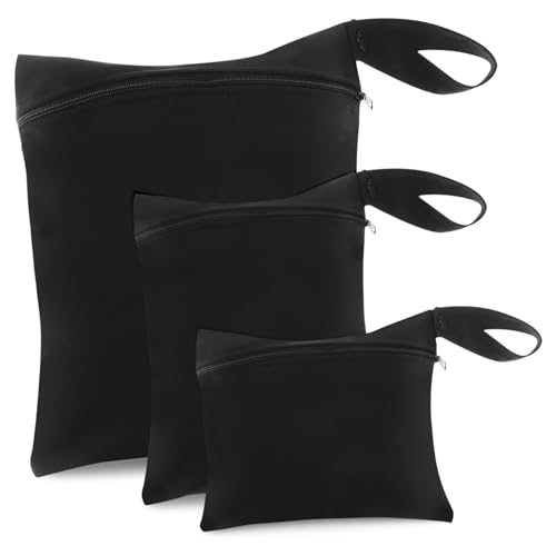 KOMBIUDA Nasstasche Trockenbeutel Wickeltasche – 3 Stück und Wiederverwendbar Verschiedene Größen mit Reißverschluss Aufbewahrung für Stoffwindeln Badeanzüge Nasse Kleidung Sport Pool Strand Yoga von KOMBIUDA