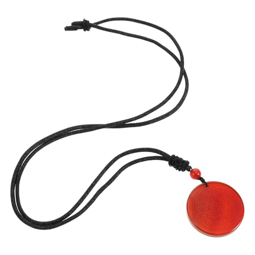 KOMBIUDA Natürliche Kristallstein Halskette Damen Anhänger mit Floraler Gravur Runder Schmuck für Frauen und Mädchen Modische Unisex Kette aus Edlem Schmuckstein Eleganter Crystal Pendant von KOMBIUDA