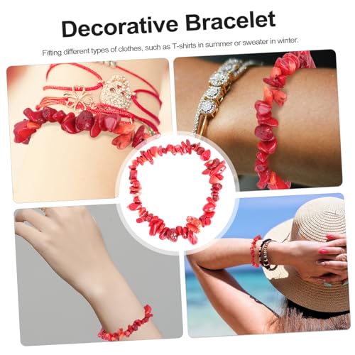KOMBIUDA Natürliche Kristallstein armband Damen Schmuck Handgelenkschmuck Unregelmäßige Rote Korallen Edelstein Splitter Armband Elegant für Alltag Party Festlichkeiten von KOMBIUDA