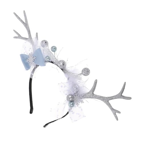 KOMBIUDA Niedliches Stirnband Mit Hirschgeweih Und Schneeflockenschleife Für Frauen Und Mädchen Weihnachtsfeier Fotoshooting-zubehör von KOMBIUDA