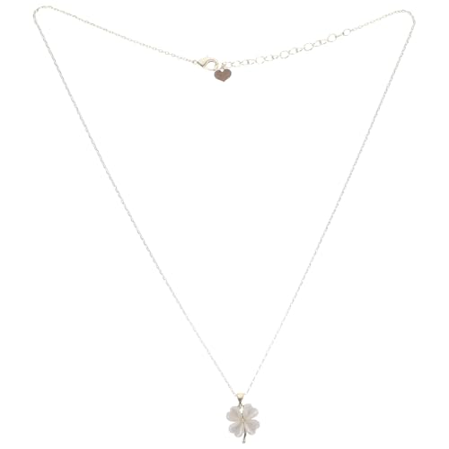 KOMBIUDA Opal Kleeblatt Halskette Damen Schmuck Anhänger Sturdy Kupfer Vierblättriges Glücksbringer Kette Freundinnen Geschenk Festival Schmuck Weiß von KOMBIUDA