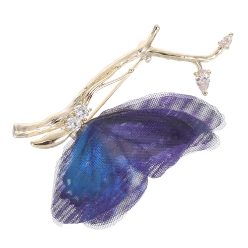 KOMBIUDA Organza Schmetterling Brosche Damen Statement Hochzeit Anstecknadel mit Strass für Brautjungfern Festliche Jacken Kleider Schmuck Accessoire von KOMBIUDA