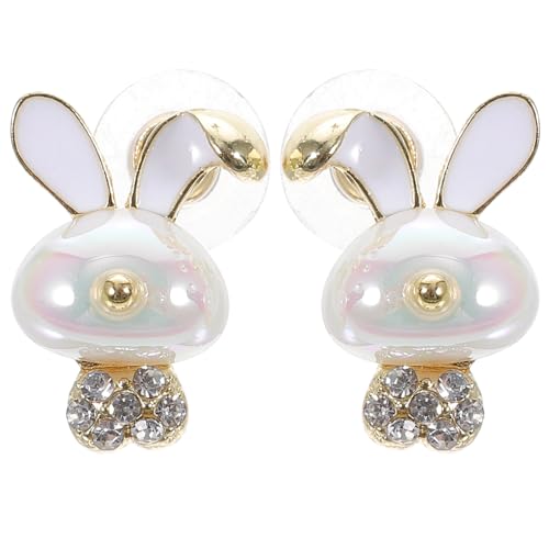 KOMBIUDA Osterohrringe Damen Kaninchen Ohrstecker mit Perlen und Strass Niedliche Bunny Earrings Modische Ohrringe für Mädchen und Frauen Festlicher Schmuck für Frühling und Ostern von KOMBIUDA