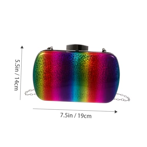 KOMBIUDA PU Handtasche Damen Farbverlauf Abendtasche Leicht Tragbar Rainbow Clutch für Hochzeit Party Gathering Feiern von KOMBIUDA