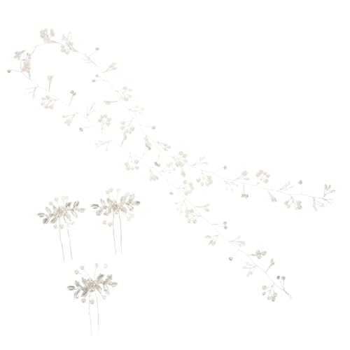 KOMBIUDA Perlen Braut Haarschmuck Weiche Kette Haarnadeln Silber Hochzeits Kopfschmuck für Frauen Mädchen Vielseitig Langlebig Elegant von KOMBIUDA