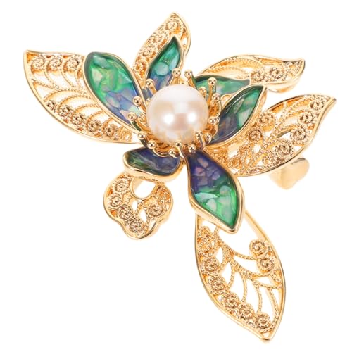 KOMBIUDA Perlen-strass-lotusblumen-brosche Goldfarben Ornament mit Perlen Hochzeit Anstecknadel Bling Blume Schmuck für Brautkleid Jacke Hut Dekorativ von KOMBIUDA