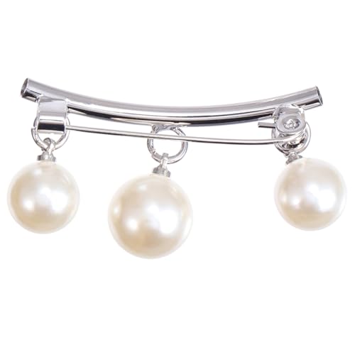 KOMBIUDA Perlenbrosche Silber Damen Anstecknadel Waist Buckle Kleid Clip Vintage Stil für Strickjacke Schal Rock und Mantel Modisches Schmuckaccessoire für Damen von KOMBIUDA