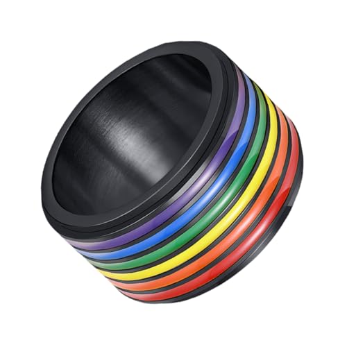 KOMBIUDA Personalisierter Edelstahl Regenbogenring Lgbt Schmuck Drehbar Modisch Langlebig Elegant für Herren Damen Pride Accessoire bei Party Festival KOMBIUDA Personalisierter Edelstahl Regenbogenring Lgbt Schmuck Drehbar Modisch Langlebig Elegant für Herren Damen Pride Accessoire bei Party Festival von KOMBIUDA
