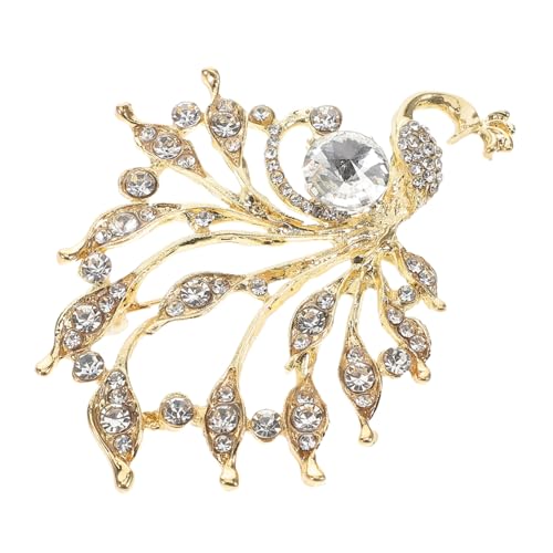 KOMBIUDA Pfauenbrosche Zinklegierung mit Funkelnden Strasssteinen Anstecknadel für Damen Vielseitiges Accessoire für Kleider und Taschen Einzigartiges Tier Design Vielseitig Einsetzbar von KOMBIUDA