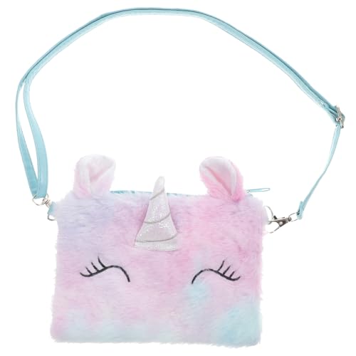 KOMBIUDA Plüsch Einhorn Umhängetasche für Mädchen Bunte Regenbogenfarben Kompakte Crossbody Schultertasche Geeignet für Kleine Spielsachen Münzen Snacks Modisches für Ab Jahren von KOMBIUDA