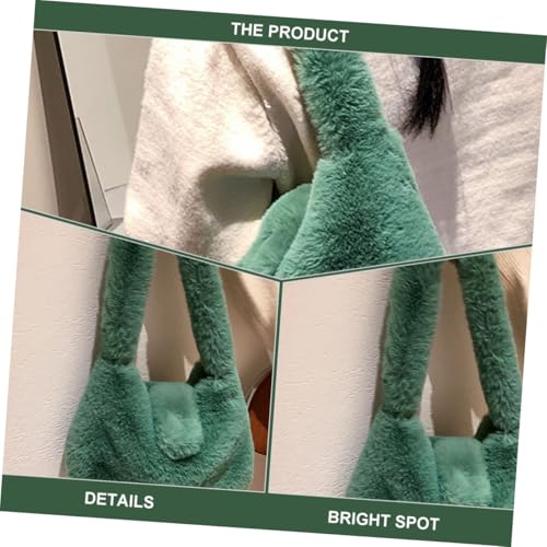 KOMBIUDA Plüsch Handtasche Damen Winter Schultertasche Modisch Outdoor Tasche Grün Kuscheliger Einzelschulterbeutel für Frauen und Mädchen von KOMBIUDA