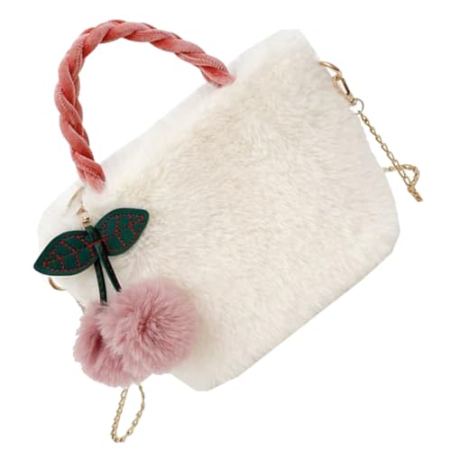 KOMBIUDA Plüsch Umhängetasche Damen Cherry Handtasche Flauschige Tote Bag Verstellbar Crossbody Schultertasche Modisch Niedlich Für Alltag Freizeit von KOMBIUDA