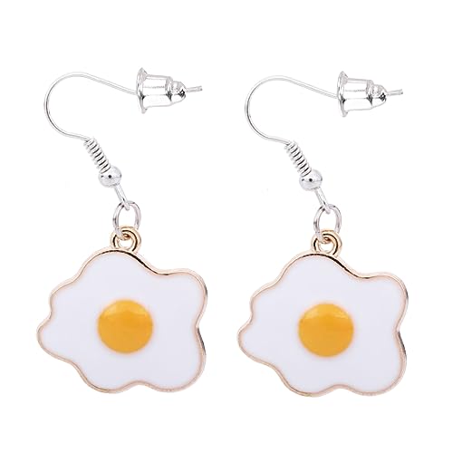 KOMBIUDA Pochiertes Ei Anhänger Ohrhänger Eier Ohrringe Schmuck Frauen Ohrdekoration Kreatives Design Leuchtende Farben Angenehmes Tragegefühl von KOMBIUDA