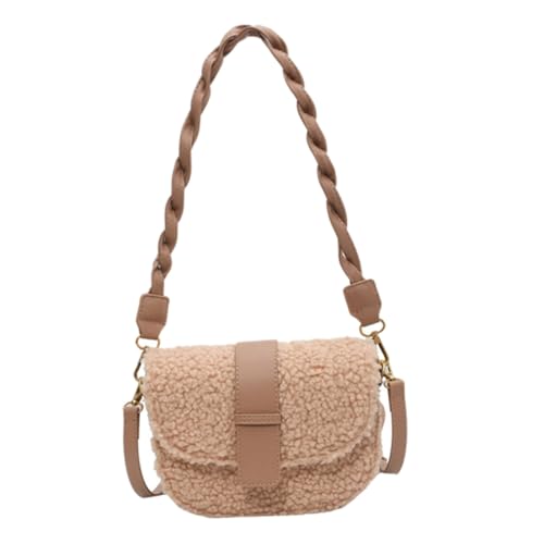 KOMBIUDA Polyester Plüsch Umhängetasche Damen Vielseitige Crossbody Bag Einzelschultertasche Modisch Elegant Beuteltasche mit Kette für Alltag und Party von KOMBIUDA