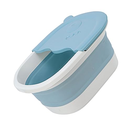 KOMBIUDA Faltbarer Fußbadeeimer Für Kinder Aus Tpe Tragbares Fußwaschfass Mit Massageperlen Blau Multifunktional Für Zuhause Fußreflexzonenmassage Einfach Zu Verstauen von KOMBIUDA