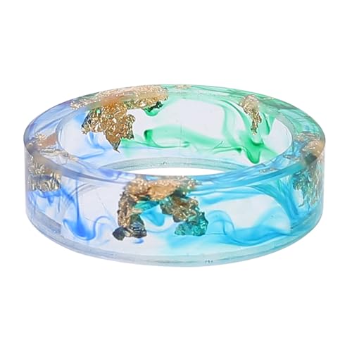 KOMBIUDA Resin Ring mit Kreativem Goldfolie design Einzigartiger Modeschmuck für Damen Handgefertigter Schmuck mit Modisches Accessoire für Alltag und Geschenk von KOMBIUDA