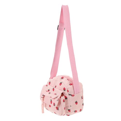 KOMBIUDA Vintage-mode-umhängetasche Für Damen Mini-tasche Mit Erdbeerdruck Cord-material Für Reisen Und Ausflüge Schultertasche Mit Verspieltem Design von KOMBIUDA