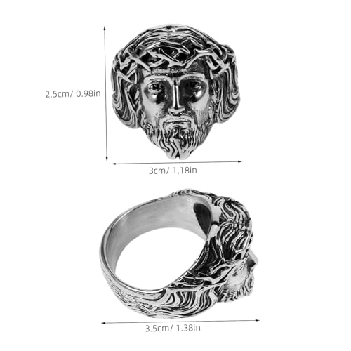 KOMBIUDA Retro Herrenring aus Edelstahl mit Geschnitztem Vintage motiv Stilvoller Statement Individuelles Design Robustes Modisches Accessoire für von KOMBIUDA