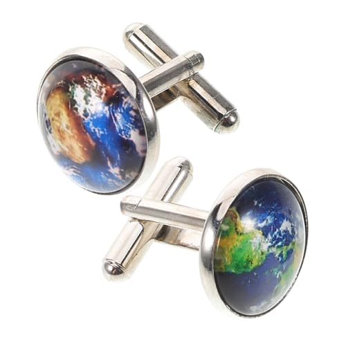 KOMBIUDA Retro Manschettenknöpfe Herren Weltkarte Design Runde Cufflinks Französische Manschettenknöpfe Modische Hemdärmelverzierung Business Hochzeit Geschenk von KOMBIUDA