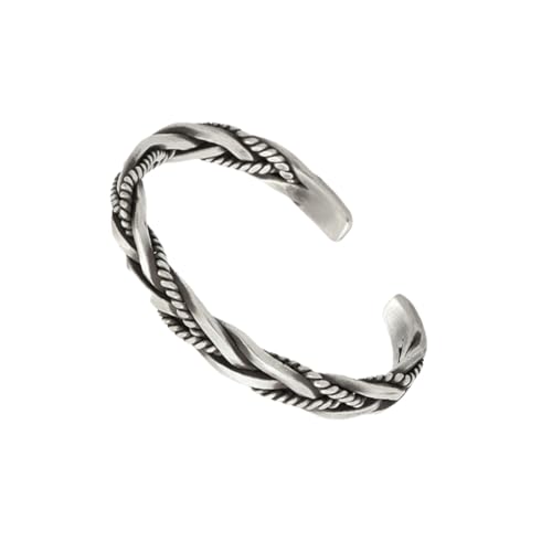 KOMBIUDA Retro Silber Armreif Damen Herren Geflochtenes Design Offener Flexibler Armschmuck Symbolisches Armband Geschenkidee Jubiläum Geburtstag von KOMBIUDA