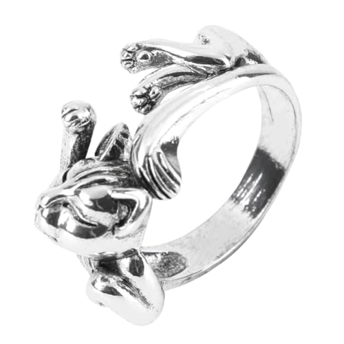 KOMBIUDA Retro Silber Offener Katzenring Damen Modisch Kreativer Verstellbarer Fingerring Freundschaftsgeschenk Stilvoll Individuell für Frauen und Mädchen von KOMBIUDA