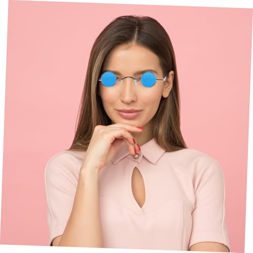 KOMBIUDA Retro Sonnenbrille Damen Metallrahmen Kleine Runde Vintage Punk Style UV Schutz für Party Hochzeit Strand und Alltag von KOMBIUDA