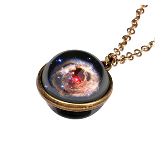 KOMBIUDA Retro Universe Halskette Damen Herren Edelstahl Muster Anhänger Leuchtend Vintage Schmuck für Alltag und Party von KOMBIUDA