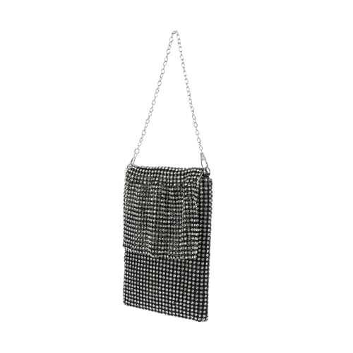 KOMBIUDA Rhinestone Abendtasche Damen Clutch Tasche Handgelenktasche Elegant Party Umhängetasche mit Reißverschluss für Frauen und Mädchen Leichte Kapazität Modisches Design Schwarzes von KOMBIUDA