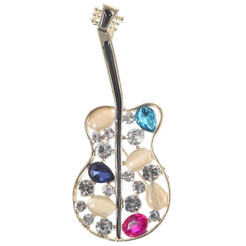 KOMBIUDA Rhinestone Gitarrenbrosche mit Perlenverzierung Dekorativer Pin für Rucksäcke und Kleidung Modisches Schmuckaccessoire für Damen für Partys und Geschenke von KOMBIUDA