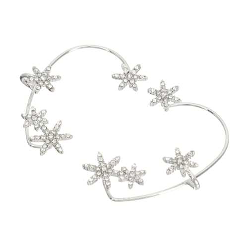 KOMBIUDA Rhinestone Schneeflocke Ohrclips Damen Ohrhaken für Ohrlöcher Modische Manschetten Ohrringe Silberfarben Elegantes Design Langlebig und Angenehm für Frauen Mädchen von KOMBIUDA