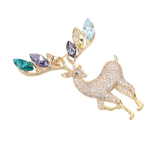 KOMBIUDA Rhinestone Weihnachtsbrosche Elch mit Sicherem Verschluss Eleganter Elch Anstecker Funkelnde Tierbrosche für Damen Festlicher Schmuck für Hochzeiten und Weihnachtsfeiern von KOMBIUDA
