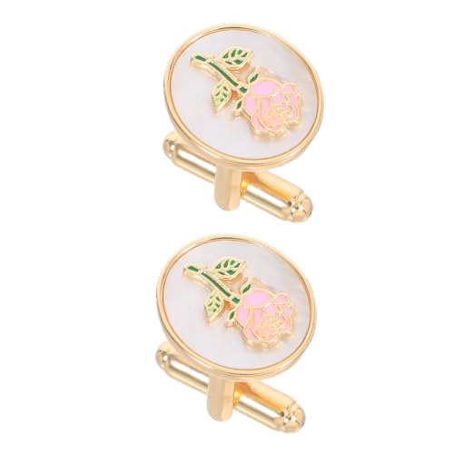 KOMBIUDA Rosen Manschettenknöpfe Damen Rundes Design Vintage Goldfarben Blumenmuster Hemdmanschetten Knöpfe Schmuck Für Hochzeit Bankett Business Anlässe von KOMBIUDA