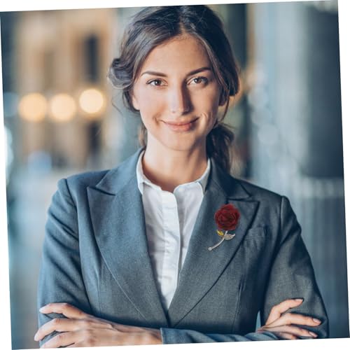 KOMBIUDA Rosenbrosche Damenbrosche mit Strass Blüten Anstecknadel aus Legierung Modischer Schmuck für Kleidung Rucksack und Tasche Langlebig Farbbeständig Elegantes Accessoire Rot von KOMBIUDA