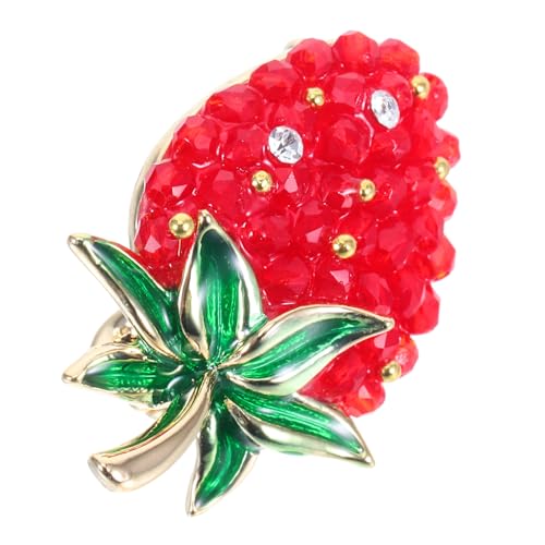 KOMBIUDA Rote Erdbeer-brosche Künstlicher Frucht-anstecker Modischer Ansteckpin für Kleidung Rucksack Jacken und Hüte Vielseitiges Accessoire für Damen Elegantes und Schlichtes Design von KOMBIUDA