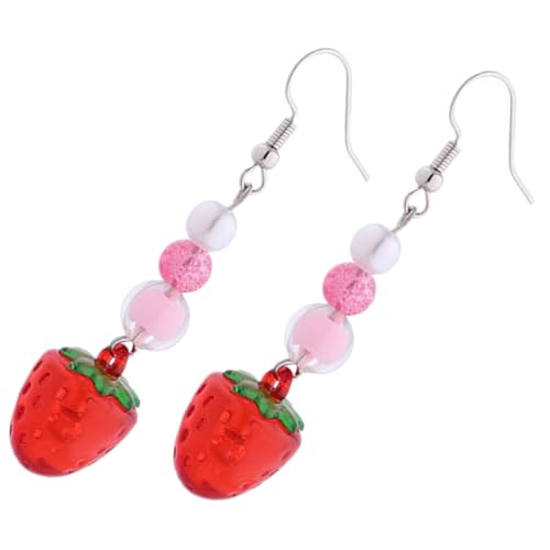 KOMBIUDA Rote Erdbeerohrringe aus Hochwertigem Resin Leicht und Komfortabel Modische Damen Ohrringe mit Kreativem Design für Alltag Festtage und Fotoshootings Süße Ohrhänger von KOMBIUDA