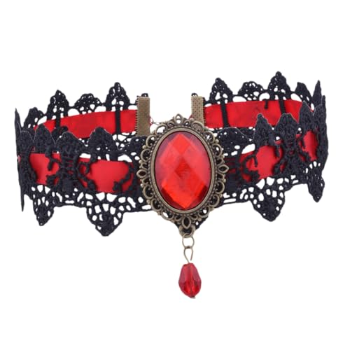 KOMBIUDA Rotes Spitzenarmband mit Strasssteinen Modisches Damenarmband Halloween Schmuckaccessoire Feine Verarbeitung Bequem und Langlebig für Partys und Alltag von KOMBIUDA