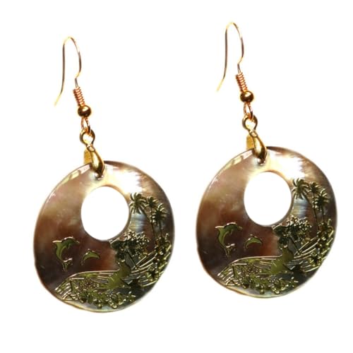 KOMBIUDA Runde Abalone Ohrringe für Damen Dangle Ohrringe Natürlichem Material mit Bezauberndem Design für Partys und Täglichen Gebrauch von KOMBIUDA