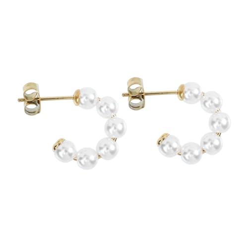 KOMBIUDA Runde Creolen mit Künstlichen Perlen Hautfreundliche Ohrstecker für Frauen und Mädchen Modischer Schmuck Langlebig und Vielseitig Kombinierbar von KOMBIUDA